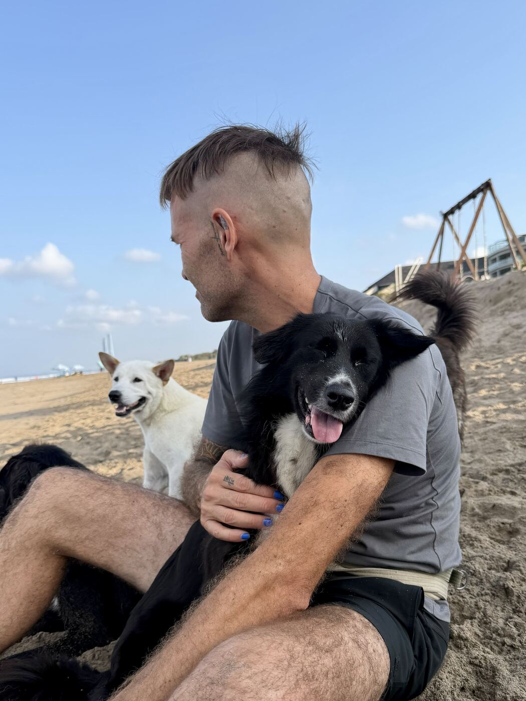 Stephan Mairesse with a dog