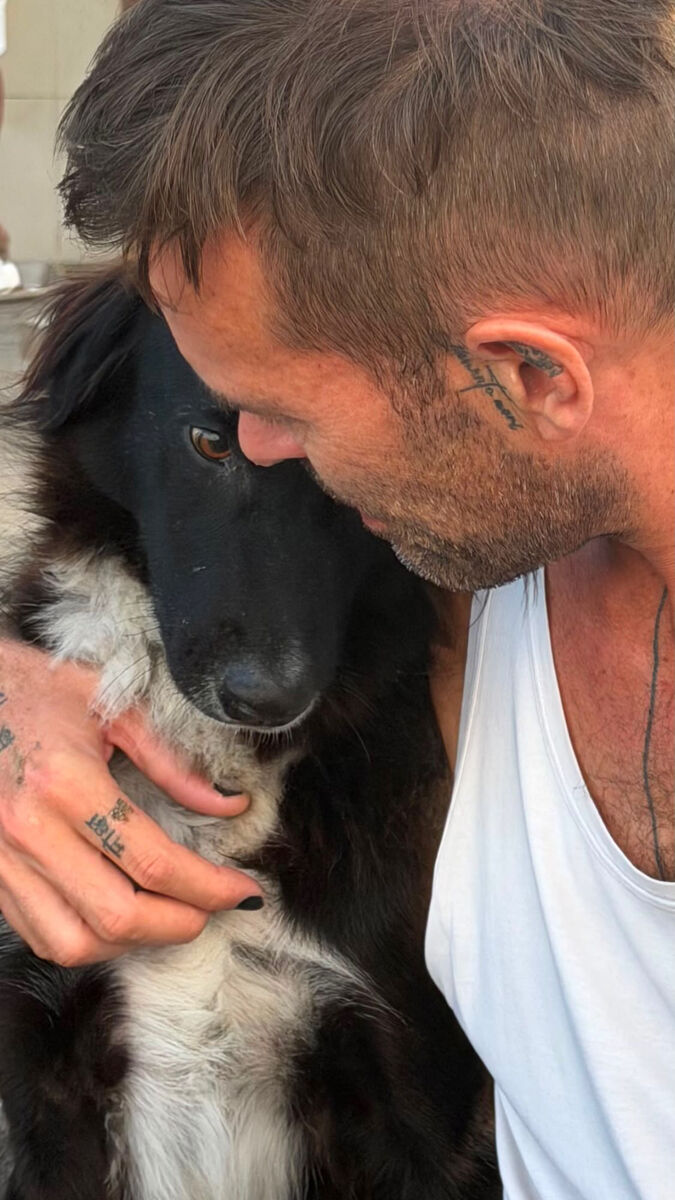 Stephan Mairesse with a dog