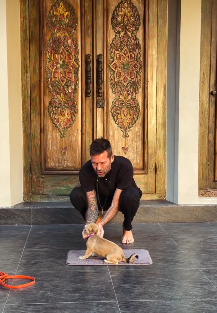 Stephan Mairesse with a dog