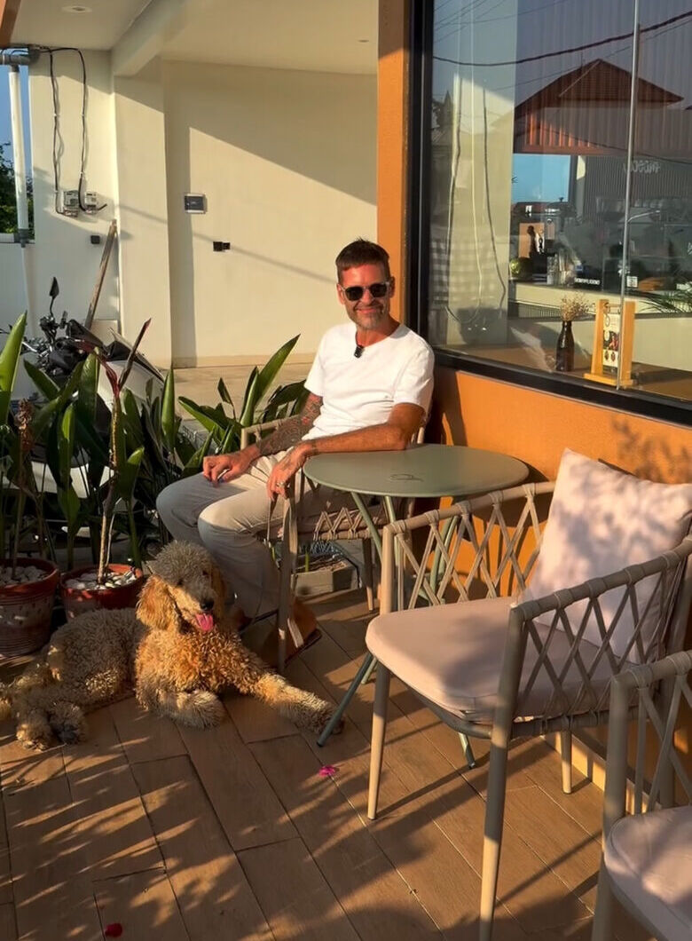 Stephan Mairesse with a dog