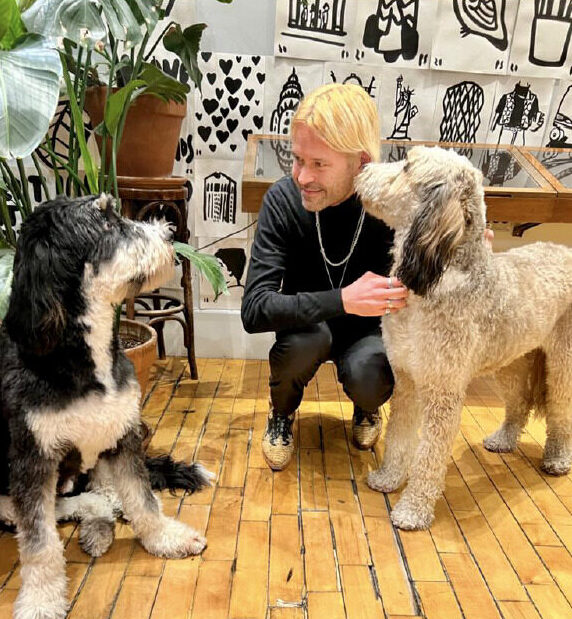 Stephan Mairesse with a dog