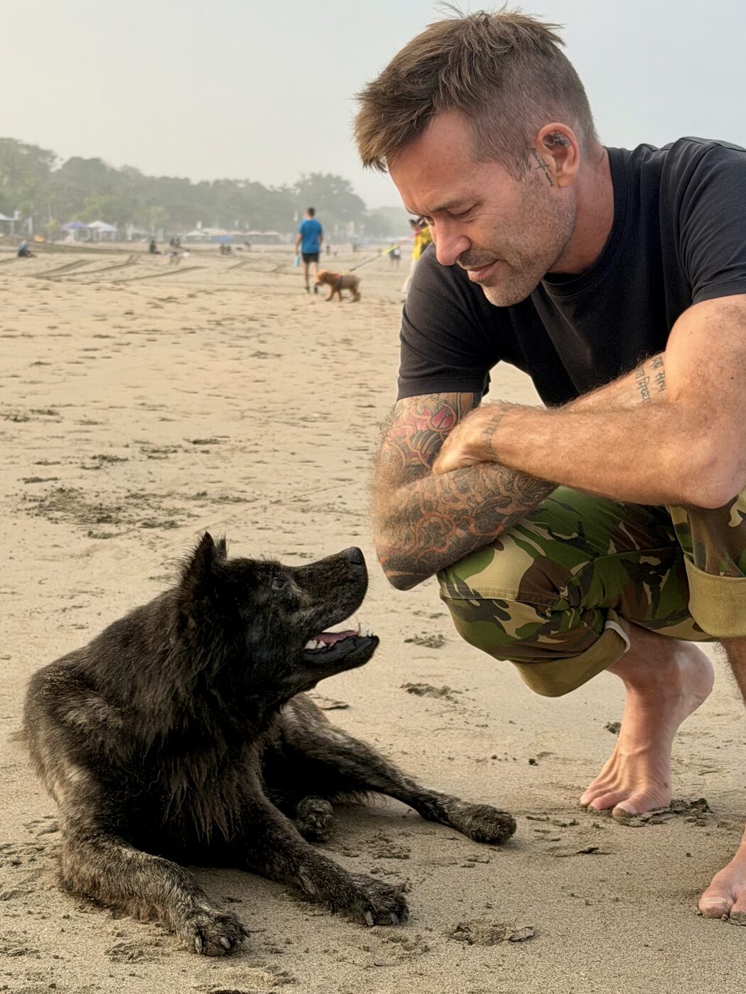 Stephan Mairesse with a dog