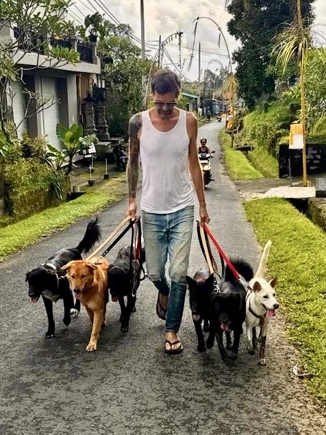 Stephan Mairesse with a dog