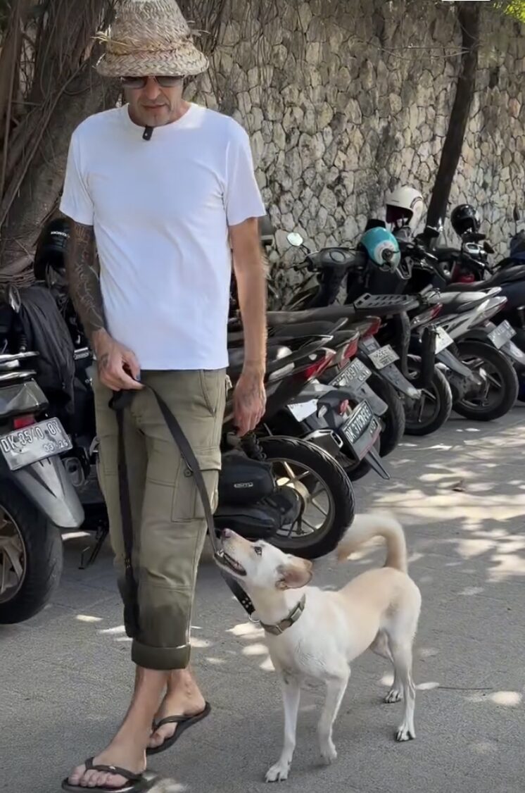 Stephan Mairesse with a dog
