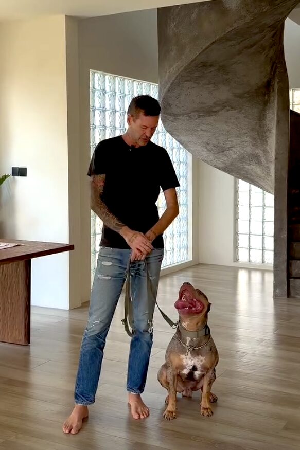 Stephan Mairesse with a dog