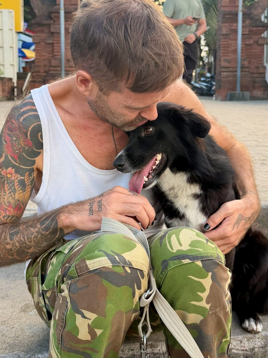 Stephan Mairesse with a dog