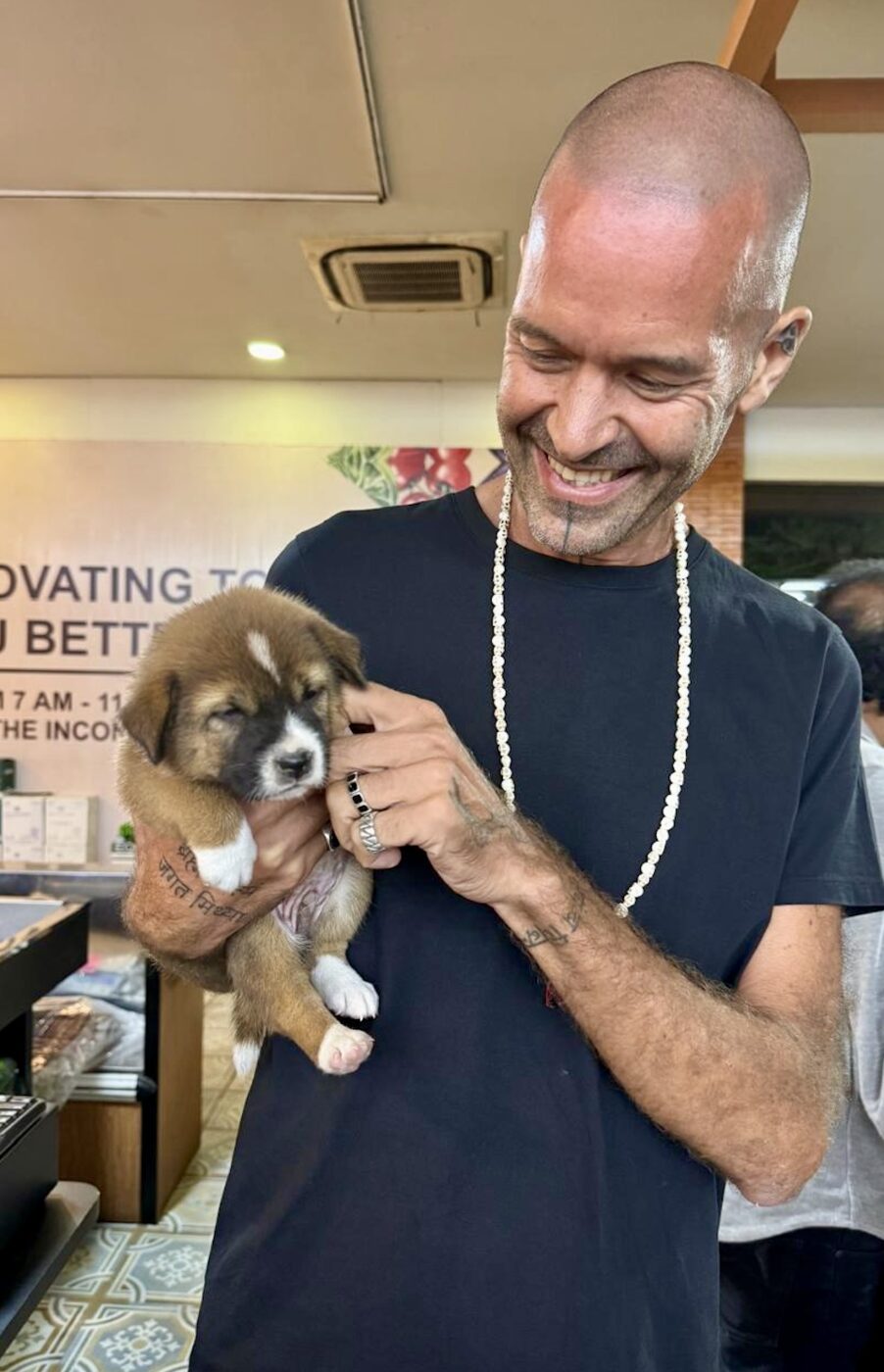 Stephan Mairesse with a dog
