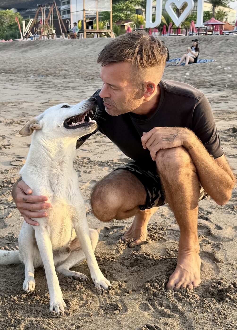 Stephan Mairesse with a dog