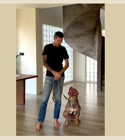 Stephan Mairesse with a dog